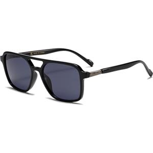 YAMEIZE Occhiali da Sole Classici a Doppio Ponte Rettangolari - per Donna Uomo Retro 70s Pilot Quadrati Vintage Shades Occhiali Guida All'aperto