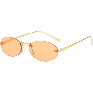 YAMEIZE Occhiali da Sole Ovali in Metallo Senza Montatura di - Tendenza per Donne Uomo Vintage Piccoli Occhiali Rotondi da Guida all'aperto