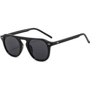 YAMEIZE Occhiali da Sole Rotondi Vintage per Donna Uomo Flat Top Piccoli Retrò Occhiali da sole Rotondi Piccoli Classic Protezione UV400
