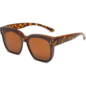 YAMEIZE Polarizzato Occhiali da Sole Wear Over da Retrò - Rettangolo per Uomo Donna Protezione UV400 Occhiali da Guida Vintage guida