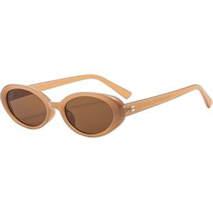 YAMEIZE Occhiali da Sole Ovali Retrò 90s Piccolo - per Donna e Uomo Occhiali Ovali in Stile Classico Occhiali con Protezione UV400 All'aperto