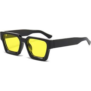 YAMEIZE Rettangolari Quadrati Occhiali da Sole-da Uomo Moda Rettangolari da Donna con Protezione UV400 Retrò Vintage Occhiali