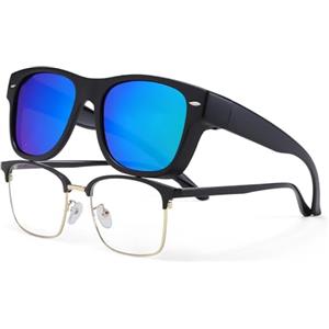 YAMEIZE Vintage Polarizzati Rettangolo Sovraocchiali da Sole per le - Donna Uomo Classic Anti Glare UV400 Protezione Quadrato Over Occhiali di Guida All'aperto