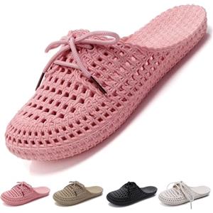 VEXITO Sandali Donna Estivi Sabot Clogs Giardino Ciabatta Chiuse Pantofole Spiaggia Scarpe Zoccoli Gomma Mare Antiscivolo Casa Piscina Fiocco Rosa Taglia 42 43 /260mm