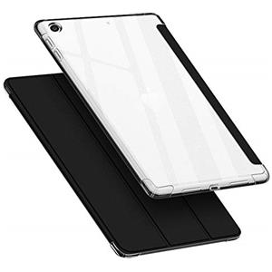 VAGHVEO Custodia per iPad 10,2 Pollici 2021 9a Generazione / 8a Gen 2020/iPad 7a 2019 Cover, Antiurto Flessibile e Trasparente in Gomma TPU Case Sottile Leggera Tri-Fold, Auto Sveglia/Sonno, Nero