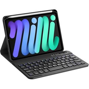Occtingkind, Tastiera per iPad mini 7, Custodia con Tastiera iPad mini 7 8.3 pollici, Cover con Magnetica Bluetooth Tastiera per iPadmini 7/6 Generation (2024/2021), Italiano Layout, USB C, Nero