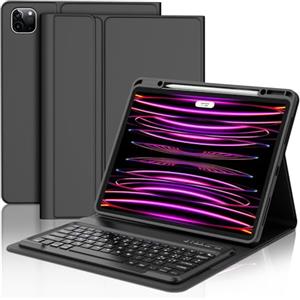 IVEOPPE Tastiera iPad Pro 12.9, iPad Pro 12.9 Tastiera, Cover Tastiera iPad Pro 12.9 6a/5a/4a/3a Generazione 12.9 Pollici, Tastiera Italiano Bluetooth Rimovibile per iPad Pro 12.9 2022/2021/2020/2018, Nero