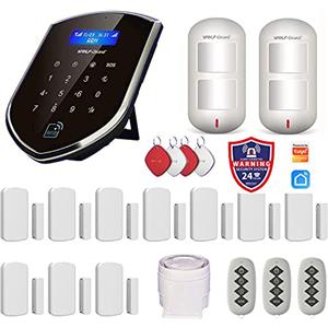 Wolf Guard Wolf-Guard, sistema di allarme di sicurezza Smart Life APP, WiFi e GSM, con rilevatore di movimento pet friendly, sensore per porte e finestre, RFID, telecomandi, sirena