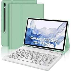 IVEOPPE Custodia con Tastiera per Samsung Galaxy Tab S7 FE/S8+/S7 Plus 12.4 Cover con S Porta Penna, Italiana Tastiera (Layout é.ç.§ QWERTY) Compatibile SM-X800/X806/T970/T975/T730/T736B, Verde erba