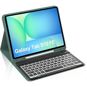 Occtingkind, Tastiera per Samsung Galaxy Tab S10 FE 2025, Custodia con Tastiera per Samsung Tab S9 FE/S9 10.9 pollici 2023, Cover con Retroilluminata Bluetooth Keyboard, Italiano, USB C, Verde scuro