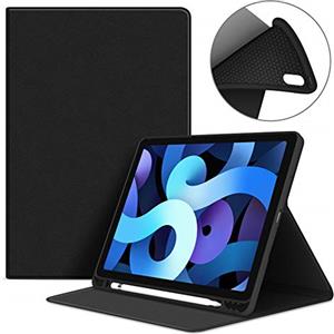 VAGHVEO Custodia per iPad Air 11 Pollici M3/M2 (2025/2024), iPad Air 5a/4a Generazione 10,9 Pollici 2022/2020 con Portapenne, Flessibile Elevato Morbido TPU Silicone Cover Posteriore Shell, Nero