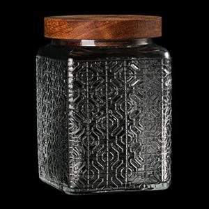LAOJU Barattolo in vetro per cereali, con coperchi in legno, 750 ml, ermetico, da cucina, per marmellata, biscotti, caramelle, chicchi di caffè, tè, spezie