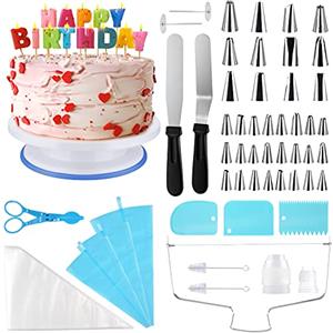 Ninonly 75Pcs Piatto Girevole per Torte Ninonly Set di Utensili Decorazioni Torte Pasticceria Rofessionale mit Piatto Girevole per torte, Spatola Liscia, Adatta per Cupcake, Dolci, Torta
