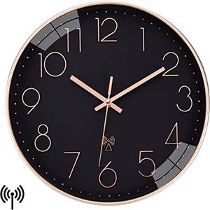 NESIFEE Orologio da Parete Radiocontrollato Moderno, Orologio da Muro Silenzioso, 30CM, Grande Orologio Parete, Decorazioni da Parete, per Poggiorno Camera da Letto, Cucina, Nero