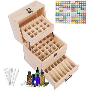 RoseFlower 59-Bottiglia Olio Essenziale Organizzatore Scatola di Legno Viaggi Esposizione Display Stand Porta - Oli Essenziali Scatole Decorative per Fragranze, Profumi, Unghie e Rossetti