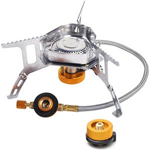 Darryy 3500W, Fornellino Pieghevole, 240g Fornellino a Gas da Campeggio Pieghevole, All'aperto, Acciaio Inox, Fornello a gas da Campeggio Antivento, Mini Fornello da Campeggio, Con Custodia Portatile
