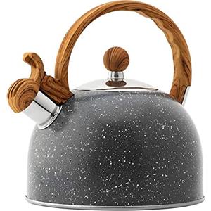 Webao Bollitore a Fischio in Acciaio Inossidabile per Piani Cottura Bollitore per Tè con Impugnatura Ergonomica, Tutto il Fuoco così Induzione, Grande Capacità da 2,5l, Grigio Stella