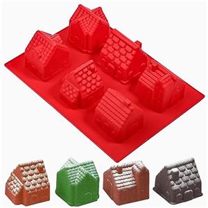 Kamehame Stampo in silicone per muffin in 3D, in silicone, per torte, muffin, brownie, casa, casette, pan di zenzero, gingerbread