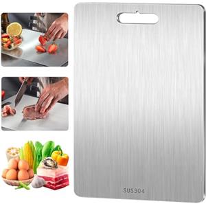 Qaestuan Tagliere in Acciaio Inox, Tagliere in Titanio per Cucina, Tagliere Double-Face in Titanio Alimentare, Tagliere Yamato Titanio, 100% puro Titanio, per Tagliare Carne, Frutta e Verdura