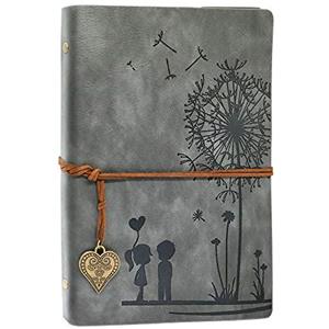 Aomiduo A5 Diario di Viaggio Quaderno Notebook Taccuino Vintage in Pelle Quaderno ricaricabile 100 Fogli / 200 Pagine 80GSM Carta senza Acidi Migliore idea Regalo,grigio
