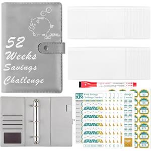 HTRTRR Organizzatore Di Bilancio - Budget Planner A5 in PU, Agenda Finanziaria per Pianificatore di Spese e Risparmi, Quaderno delle Spese con Etichette e Accessori Completi (Grigio)