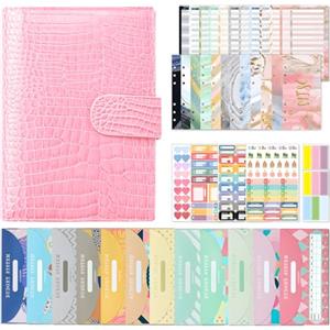 homicozy Raccoglitore ad Anelli A6, Laser in Pelle PU Budget Binder Quaderno con 12 Buste di Bilancio, 12 Budget Sheet, Agenda Risparmio Soldi per Cash Stuffing, Pianificatore Finanziario(Rosa)
