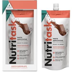 PromoPharma Nutritask - Pasto Sostitutivo Proteico Pronto da Bere - Gusto Cioccolato - Completo, Bilanciato e Ipocalorico - con Vitamine e Sali Minerali - Pouch da 220 g
