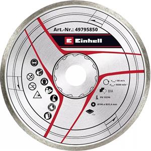 Einhell - Disco da taglio diamantato originale, 180 x 25,4 mm (accessori per tagliapiastrelle, Ø 180 x 25,4 mm, bordo diamantato da 4 mm, max. 8500 min-1, per tagliapiastrelle Einhell)