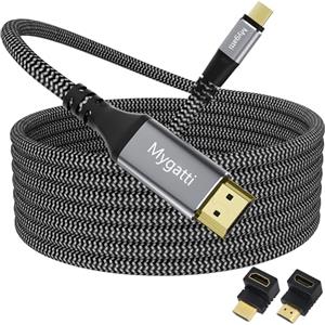 Mygatti Cavo da USB C a HDMI,3 metri,Tipo C a HDMI 4K UHD (compatibile con Thunderbolt 4/3),con adattatore HDMI ad angolo di 90 gradi e 270 gradi,compatibile con iPhone 15/16, MacBook, iPad