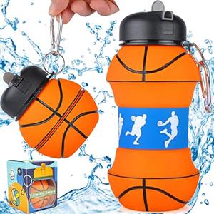 SUQ Bottiglie di acqua corrente pieghevoli in silicone morbido della fiaschetta, bottiglia d'acqua pieghevole portatile e divertente creativa, bottiglia pieghevole BPA-Free per il pacchetto（arancione）