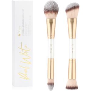 DUcare Pennello per fondotinta - Dual Head Contour Bronzing Makeup Brush Dual Head Self Tanning Makeup Brush per fondotinta, correttore, creme e trucco (bianco A