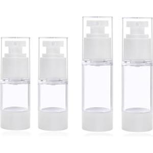 YdseozOA 4 dispenser vuoti a pompa airless per cosmetici, bottiglie da viaggio per riempire crema, a prova di perdite, ricaricabili per shampoo, lozioni, gel doccia, lozioni toner (15 ml e 30 ml)