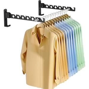 Lxoraziy 2 Pezzi Appendiabiti da Parete, Stendino Alluminio da Muro Ripiegabile a 90 grad, Stendibiancheria Pieghevole per Lavanderia con 40cm Asta per Appendere, Camera da Letto, Bagno(Nero)