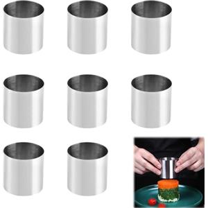 Lsydgn 8 Pezzi Coppapasta Tondi Acciaio Inox 5 Cm, Acciaio Inossidabile Anello per Torte, Facile da Sformare e Pulire, Anello per Torte Adatto per Pasticceria Glassa Biscotti Panini Torte Mousse