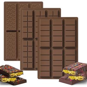 XIMKONTER 3 Pezzi Stampo in silicone per cioccolato, Stampo Cioccolato Dubai, Stampo per Cioccolato in Silicone Profondo, per Pistacchi, Cioccolato per Congelatore e Cottura