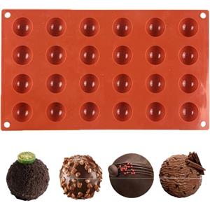duoyif Stampi Semisfera Silicone Ø 2,7cm Stampi Semisfera Per Cioccolato, Stampo Da Forno a Sfera, Stampo In Silicone Emisfero Per Cioccolato Pralina Mousse a Cupola Decor Torta (24 cavità, Ø 2,7cm)