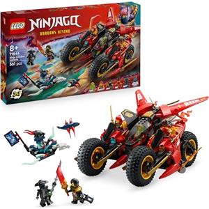 LEGO NINJAGO Veicolo da Combattimento Ninja - Set Trasformabile in 2 Moto Giocattolo e 1 Aereo - 6 Minifigure tra cui Kai e Cole - Regalo per Bambini da 8 Anni Fan di La Rivolta dei Draghi - 71844