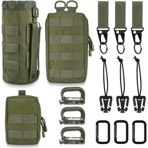 Hejo 3 Pezzi Borsello da Cintura Molle, Nylo Marsupio da Cintura, Marsupio Militare, Marsupio Sportivo per Escursionismo, Ciclismo, Alpinismo, Corsa, Sport all'aria Aperta (Verde)