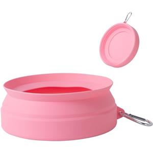SLSON Ciotola d'acqua per cani in silicone pieghevole per auto e campeggio, montata sul veicolo, 3 modalità, Bianco (rosa)