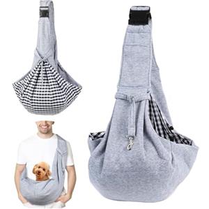 FainFun Borsa Trasportino Reversibile per Cani, Regolabile a Tracolla per Animali Domestici, da Viaggio per Passeggio, Portatile (Grigio)