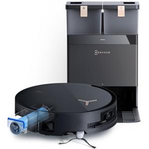 ECOVACS DEEBOT X8 PRO OMNI Robot Aspirapolvere Lavapavimenti, 18000Pa, Tecnologia di Lavaggio Automatico Istantaneo OZMO ROLLER, Pulizia con acqua calda 40-75°C, Soluzione Detergente Automatica, Nero