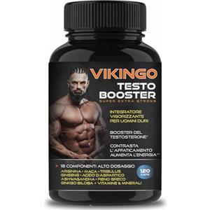 BeSwiss Testosterone Uomo, Massa Muscolare, VIKINGO 120 Testosterone Booster Stimolante Uomo - Integratore Energia con Maca, Tribulus, Ashwagandha, Arginina, Ginkgo Biloba, Fieno Greco, Vitamine e Minerali