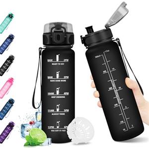 KollyKolla Borraccia Bambini 500ml, Bottiglia d'acqua, Borraccia con Orari per Bere, Borraccia Palestra, senza BPA, a Prova di Perdite per Bambini e Adulti, Ciclismo, Scuola, Yoga, Sport, Ufficio