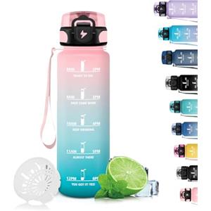 Grsta Borraccia, 500ml Borraccia Bambini, Borraccia Filtrante Senza Perdite, Borraccia Motivazionale con Scala Temporale, Facile da Pulire, Borraccia per Bere di Piu, per Scuole, Uffici, Campeggi