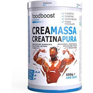 foodboost creatina monoidrata pura in polvere 500g per forza e resistenza durante attività fisica intensa -workout - okproteine in polvere - marchio italiano - 160 DOSI