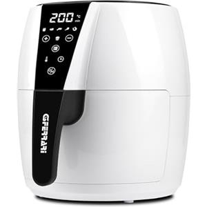 G3 Ferrari G10195 Friggitrice ad Aria, 1500 W, 4,8 Litri, BPA/PFOA Safe, Tenmperatura Regolabile, Display Digitale, 6 Programmi, Contenitore antiaderente, Ricettario incluso, Bianco/Nero