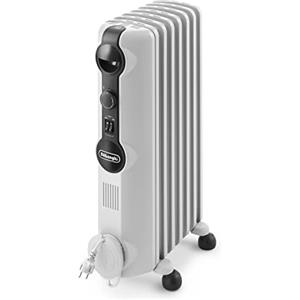 De'Longhi TRRS0715 Radiatore ad Olio Elettrico, 7 Elementi, Meno Consumo Energetico, Calore a Lungo, Manopole Intuitive, per Ambienti fino a 45m³, Silenzioso, 3 livelli di Potenza, 1500 watt, Bianco