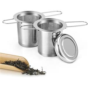 Carehabi 2 Pezzi Infusore Per Tisane, Filtri Da Tè Filtro Per Tè In Acciaio Inox Filtri Per Tisane Con Manico Pieghevole E Coperchio Adatto Per Tazze E Teiere Di Tutte Le Dimensioni