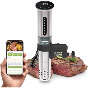 KitchenBoss Sous Vide Roner: Wi-Fi Roner Cucina a Bassa Temperatura Silenzioso Circolatore Termico 1100W Roner Cucina Professionale Termocircolatore a Immersione per Cottura a Bassa Temperatura LED