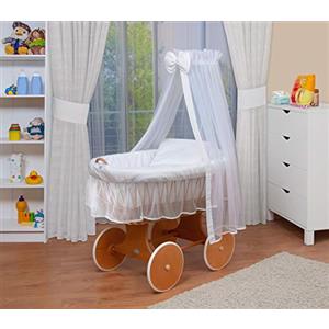 waldin baby collection WALDIN Culla con cappotta,Culla con ruote XXL,IN 24 VARIANTI,telaio/ruote laccato,colore tessile bianco